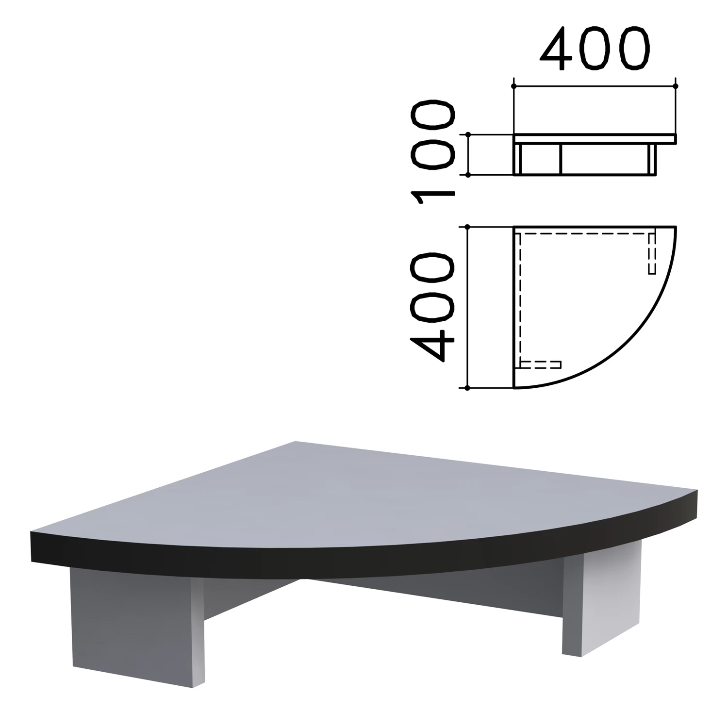Подставка под монитор "Монолит" (ш400*г400*в100 мм), цвет серый, ПМ03.11 640217