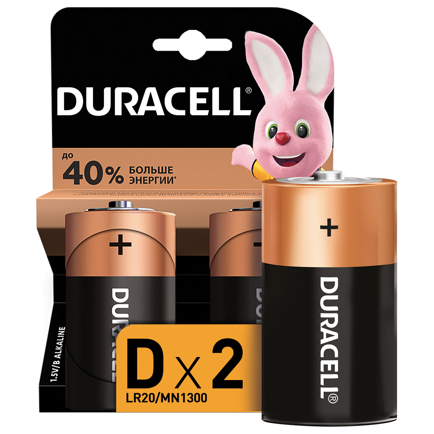 Батарейки DURACELL Basic, D (LR20, 13А), алкалиновые, КОМПЛЕКТ 2 шт, блистер (ш/к 2512) MN 1300D LR2 450401