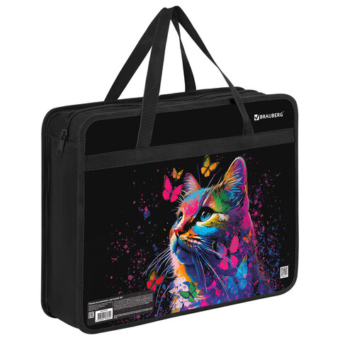 Папка на молнии с ручками BRAUBERG А4, 1 отделение, пластик, 80 мм, "Butterfly catcher", 272165 - МСК «Форвард»