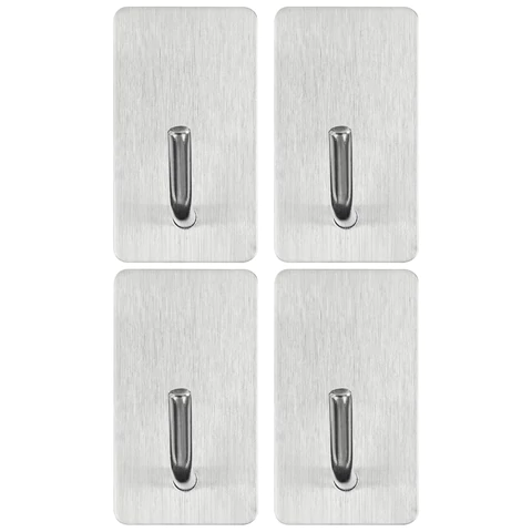 Крючки самоклеящиеся универсальные 2,5x4,5 см, КОМПЛЕКТ 4 шт., сталь, серебристые, LAIMA HOME, 608788 - МСК «Форвард»