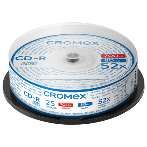 Диск CD-R CROMEX (КРОМЕКС), 700 Mb, 52x, Cake Box (упаковка на шпиле), КОМПЛЕКТ 25 шт., 513776 - МСК «Форвард»