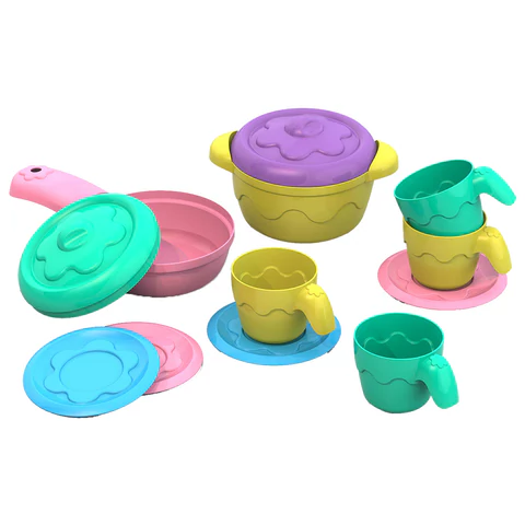 Набор игрушечной посуды "Маленькая хозяйка" 12 предметов, пластик, цвета ассорти, НОРДПЛАСТ, ШКД05 666465