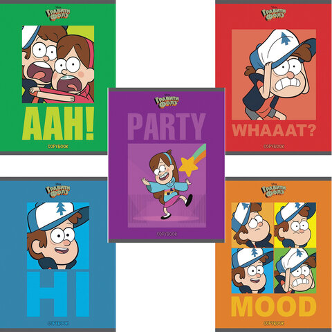 Тетрадь А5 48л. HATBER скоба, клетка, обложка картон, Гравити Фолз (5 видов в спайке), 48Т5В1 113817