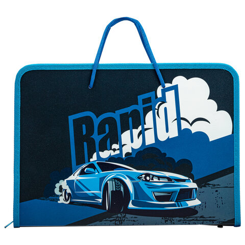 Папка для труда на молнии с ручками ПИФАГОР А4, 1 отд, пластик, органайзер, Rapid engine, 270878