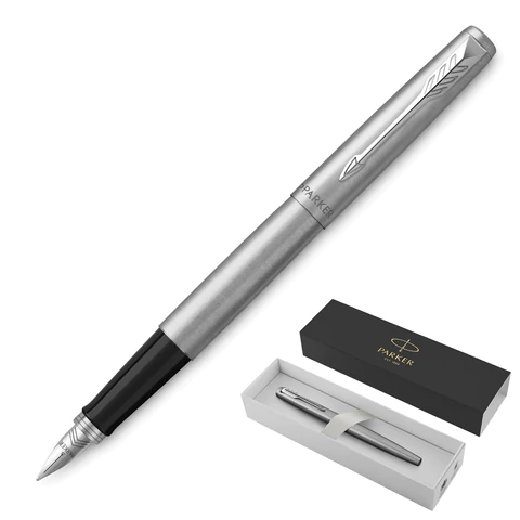 Ручка перьевая PARKER Jotter Stainless Steel CT, корпус серебристый, детали хром, синяя, 2030946 142940