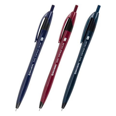 Ручка шариковая масляная автоматическая BRAUBERG "DUAL VINTAGE COLOR", СИНЯЯ, пишущий узел 0,7 мм, линия письма 0,35 мм, 144328 - МСК «Форвард»
