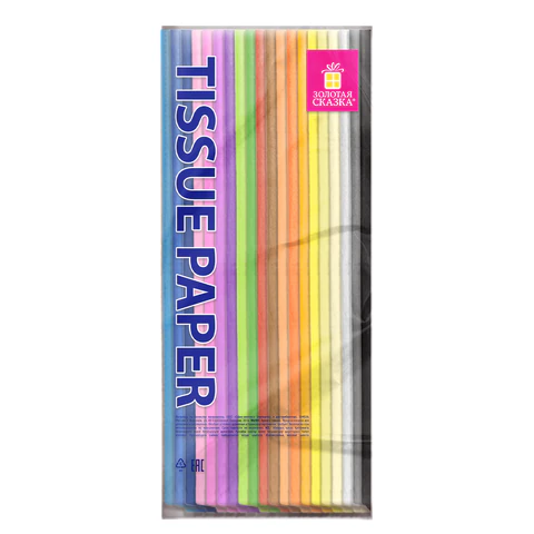 Цветная бумага ТИШЬЮ 17 г/м2, 50х66 см, 100 листов, 20 цветов, пастель ассорти, ЗОЛОТАЯ СКАЗКА, 116495 - МСК «Форвард»