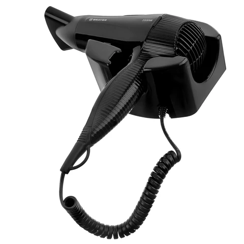 Фен для волос настенный BRAYER BR3021BK, 2000 Вт, пластик, 2 скорости, 2 температурных режима, черный 608945 - МСК «Форвард»