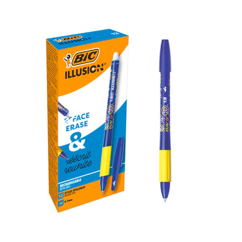 Ручка стираемая гелевая с грипом BIC "Gelocity Illusion", СИНЯЯ, корпус синий, линия 0,3 мм, 516518 144418 - МСК «Форвард»
