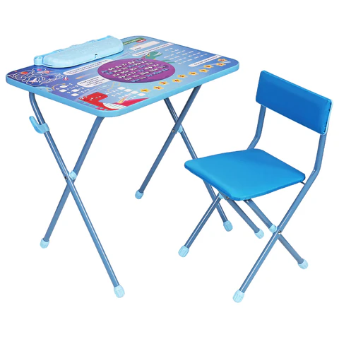 Комплект детской мебели голубой КОСМОС: стол + стул, пенал, BRAUBERG NIKA KIDS, 532634