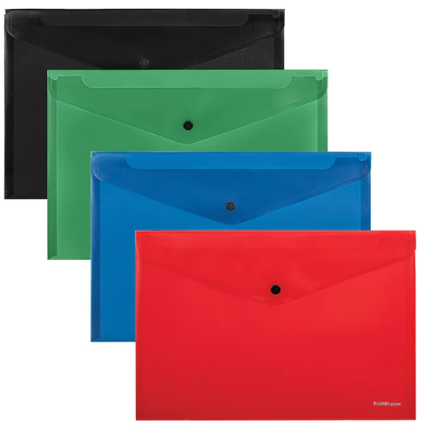 Папка-конверт с кнопкой ERICH KRAUSE "Classic", А4, до 120 листов, непрозрачная, ассорти, 0,14 мм, 50179 272921 - МСК «Форвард»