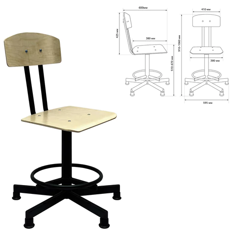 Стул кресло кассира, швеи, ресепшен РС37/РС67ЛФ, на винте, без подлокотников, фанера 532787 минпромторг - МСК «Форвард»