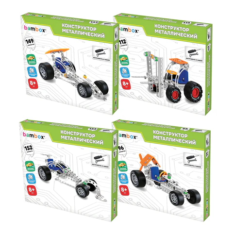 Конструктор металлический "Машинки" 4 вида ассорти, BAMBOX (БАМБОКС), 666367 - МСК «Форвард»