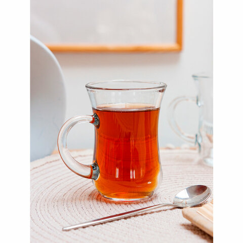 Кружка для чая с ручкой, 145 мл, КОМПЛЕКТ 6 штук, стекло, PASABAHCE "ЧАЙ И КОФЕ", фирменная подарочная упаковка, 55411 700575 - МСК «Форвард»