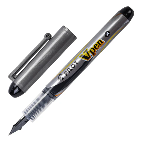 Ручка перьевая PILOT V-Pen, ЧЕРНАЯ, корпус серый, линия письма 0,58 мм, SVP-4M B 144708