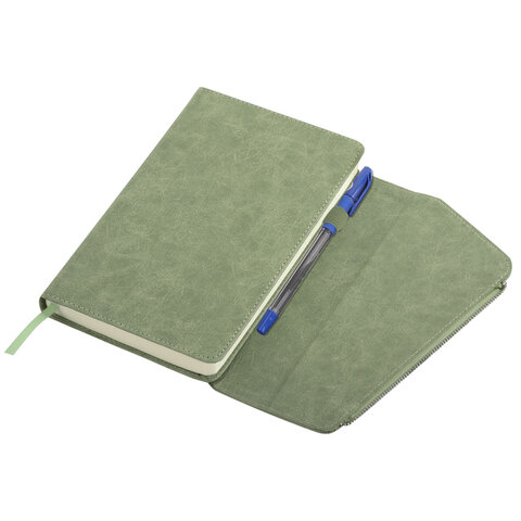 Ежедневник датированный 2026, А5, 145х213 мм, BRAUBERG "Jacket", под кожу, клапан, держатель, зеленый, 117402 - МСК «Форвард»