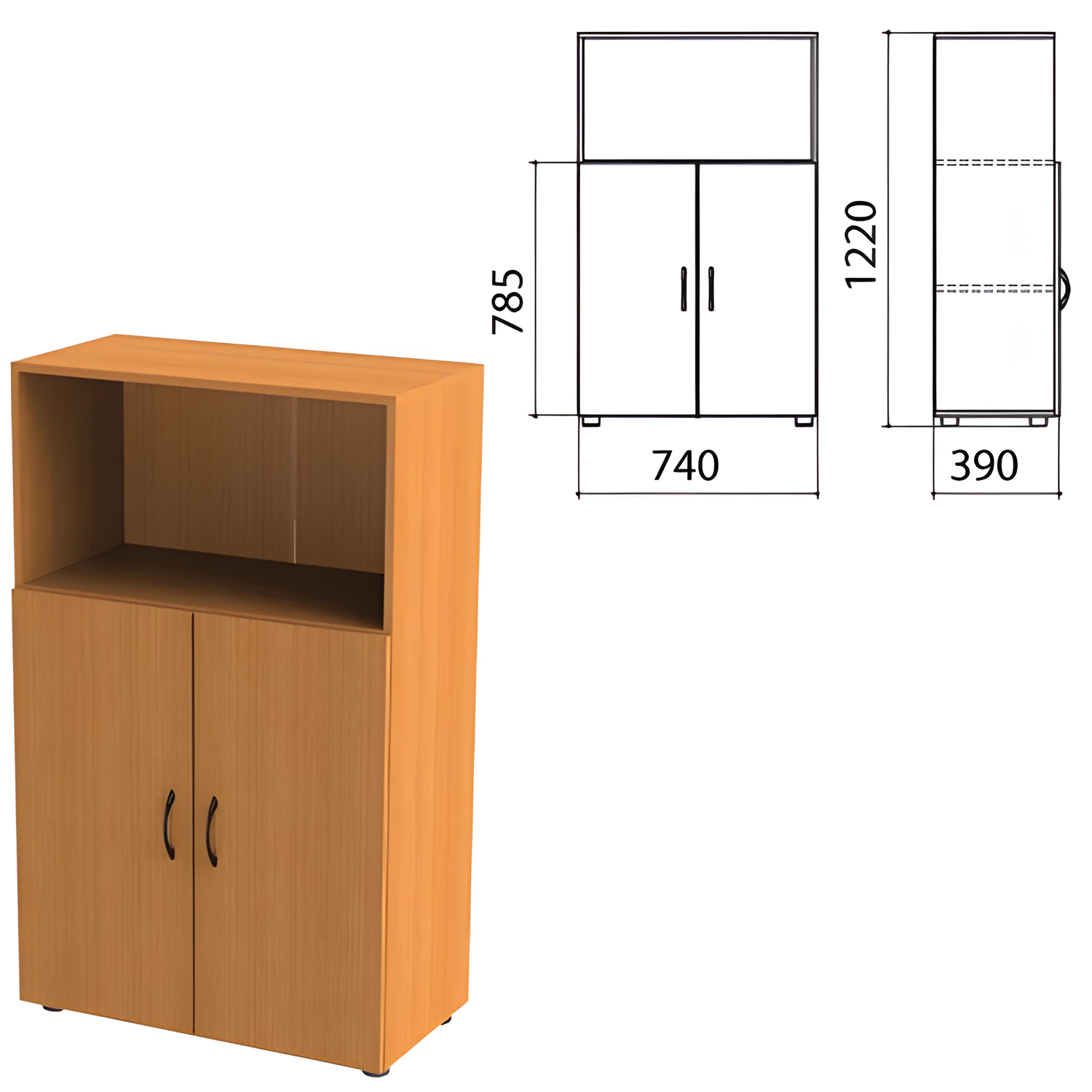 Шкаф полузакрытый "Фея", 740х390х1220мм, цвет орех милан (КОМПЛЕКТ) 980042