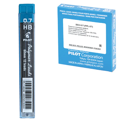 Грифели запасные PILOT, КОМПЛЕКТ 12 шт., PPL-7, HB, 0,7 мм, PPL-7 HB 180971 - МСК «Форвард»