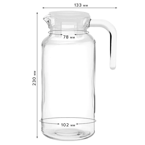 Кувшин прозрачный с крышкой, объем 1300 мл, стекло, PASABAHCE "БЕЙЗИК", фирменная подарочная упаковка, 43964 700576 - МСК «Форвард»