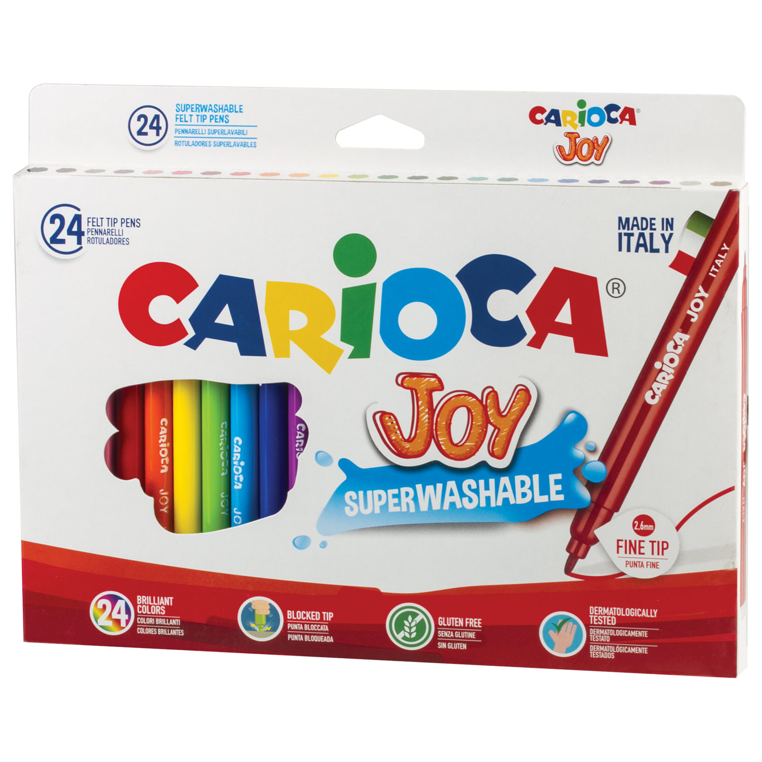 Фломастеры CARIOCA (Италия) "Joy", 24 цв, суперсмываемые, вентилир.колпачок, картонная коробка,40615 150108