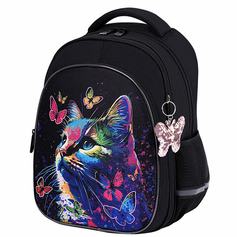 Рюкзак BRAUBERG OPTIMA, 2 отделения, с брелоком, "Butterfly catcher", СВЕТЯЩИЙСЯ, 36х27х18 см, Рюкзак BRAUBERG OPTIMA, 2 отделения, с брелоком, "Butterfly catcher", СВЕТЯЩИЙСЯ, 36х27х18 см, 272097 - МСК «Форвард»