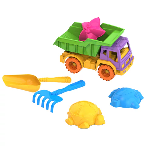 Набор для игр в песке: самосвал "Кама", совочек, грабельки, 3 формочки "Морские", НОРДПЛАСТ, 431779 666442 - МСК «Форвард»