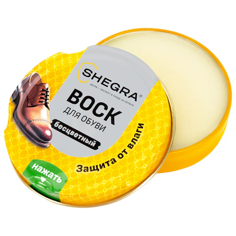 Воск для обуви из гладкой кожи БЕСЦВЕТНЫЙ, 50 мл, SHEGRA (ШЕГРА), 700776 - МСК «Форвард»