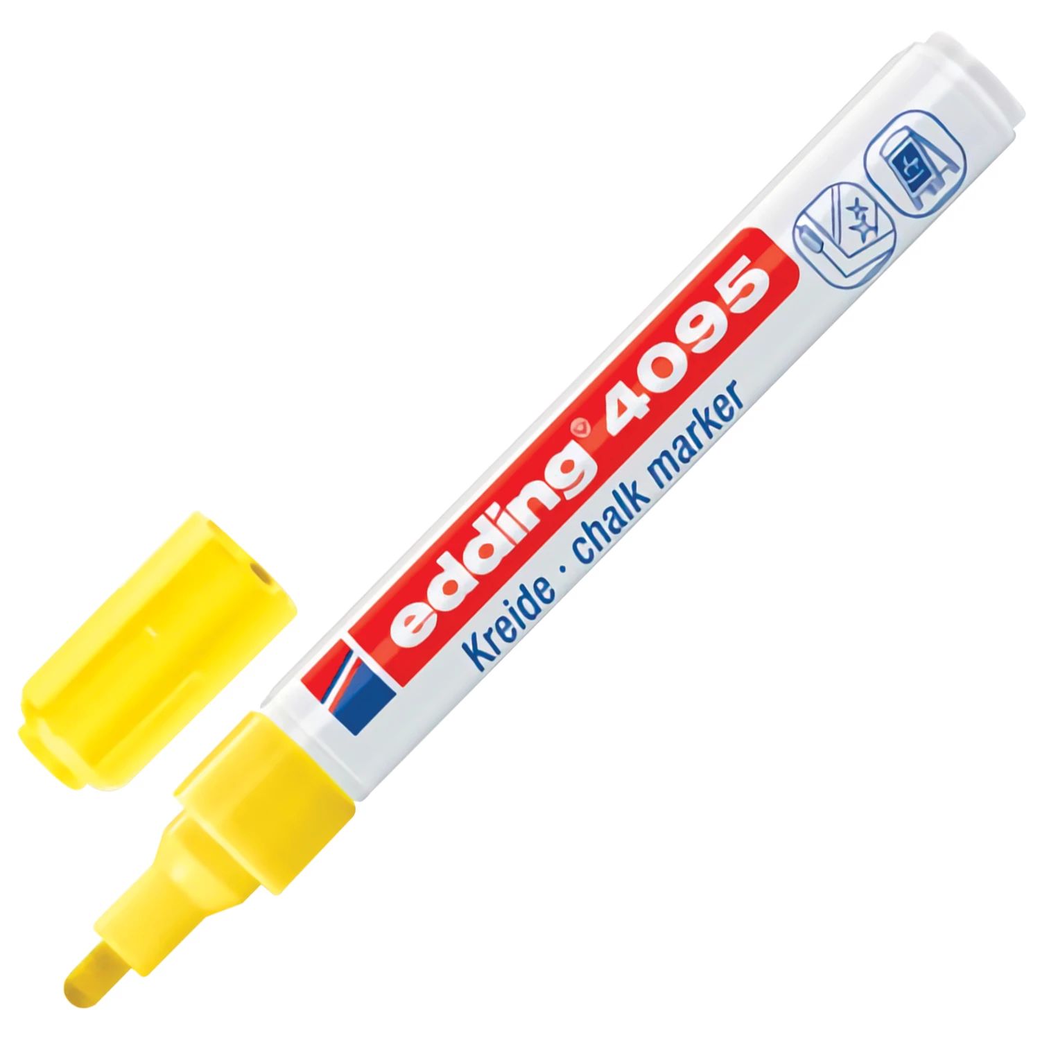 Маркер меловой EDDING 4095, 2-3 мм, ЖЕЛТЫЙ, влагостираемый, для гладких поверхностей, E-4095/65 151335