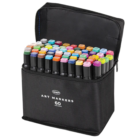 Маркеры для скетчинга двусторонние, НАБОР 60 шт., текстильный чехол, WBZ (ВБЗ), 152574 - МСК «Форвард»
