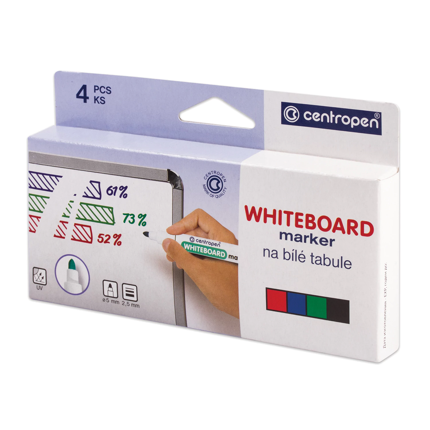 Маркеры стираемые для белой доски НАБОР 4 ЦВЕТА CENTROPEN "Dry-Wipe", 2,5 мм, 8559/4 5 8559 0401 151103