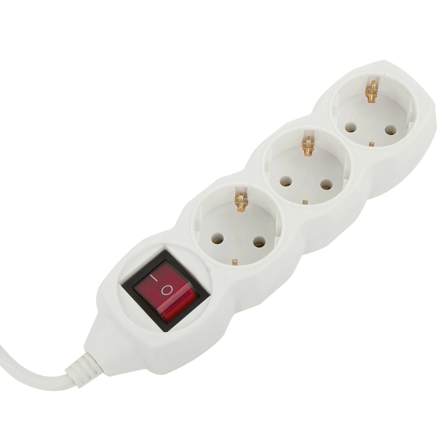 Удлинитель сетевой SONNEN U-133GS, 3 розетки, c заземлением, выключатель, 10А, 3 м, белый, 511434