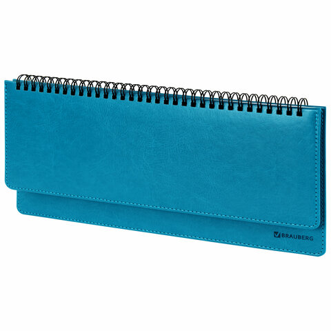 Планинг настольный недатированный 305x140мм BRAUBERG Rainbow под кожу, 60л, бирюзовый, 111700