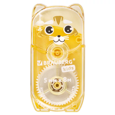 Корректирующая лента BRAUBERG KIDS "ЗВЕРЯТА", 5 мм х 8 м, механизм перемотки, корпус ассорти, блистер, 272499 - МСК «Форвард»