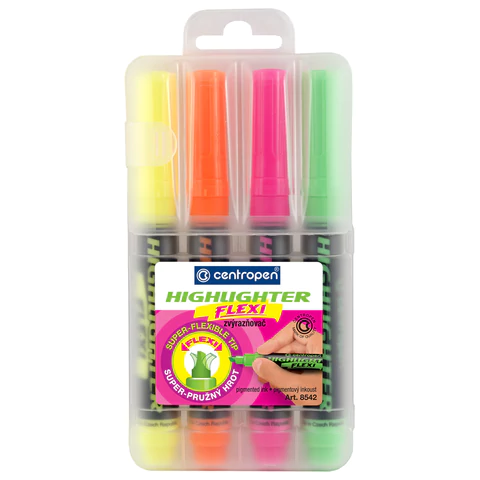 Текстовыделители ПАСТЕЛЬНЫЕ 4 ЦВЕТА CENTROPEN "Flexi", гибкий наконечник, 1-5 мм, 8542/4, 485420402 152068