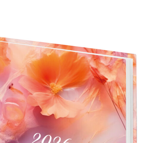 Ежедневник датированный 2026 145х215 мм, А5, STAFF, ламинированная обложка, "Ice flowers", 117319 - МСК «Форвард»