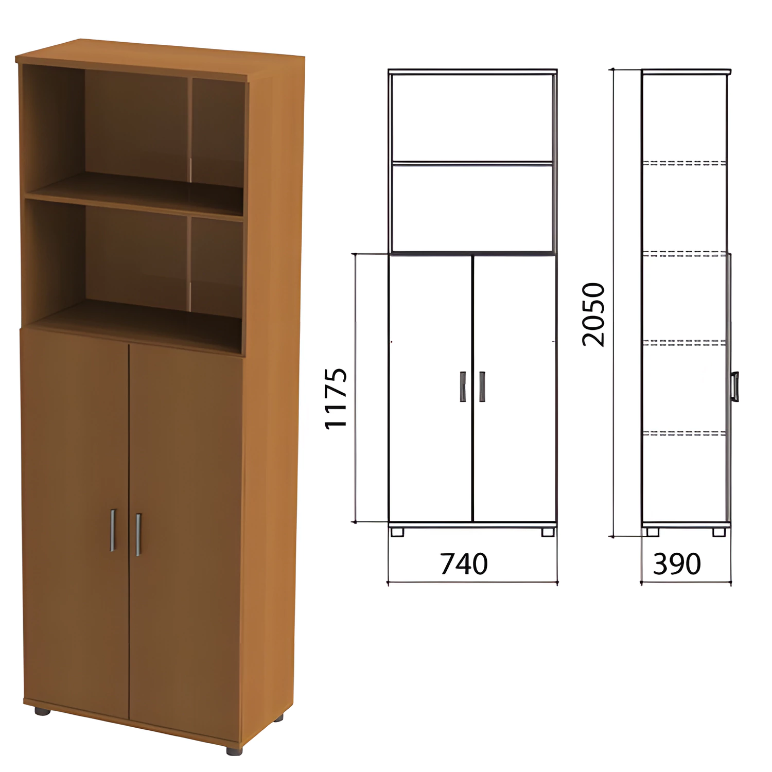 Шкаф полузакрытый "Монолит", 740х390х2050мм, цвет орех (КОМПЛЕКТ) 980079
