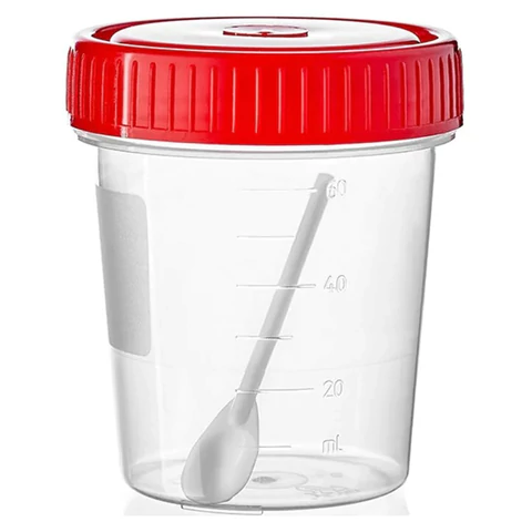 Контейнер для сбора биоматериалов 60 мл, стерильный со шпателем, индивидуальная упаковка 631404 - МСК «Форвард»