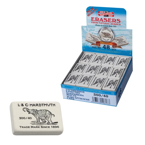 Ластик KOH-I-NOOR "Слон" 300/40, 35,5х23х8мм, белый, прямоугольный, натуральный каучук 0300040026KDR 225401