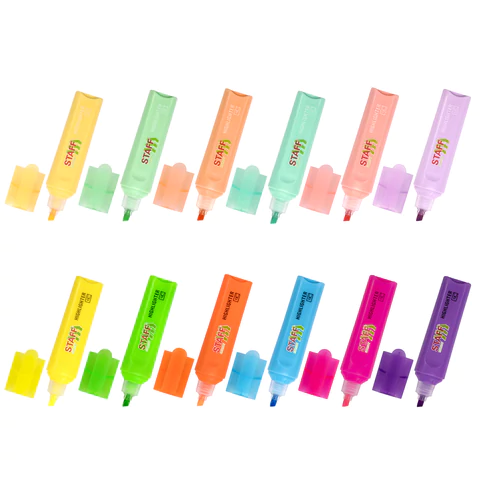 Набор текстовыделителей 12 ЦВЕТОВ, STAFF "EVERYDAY HL-720", 6 неоновых цветов + 6 пастельных цветов, линия 1-5 мм, 152557 - МСК «Форвард»