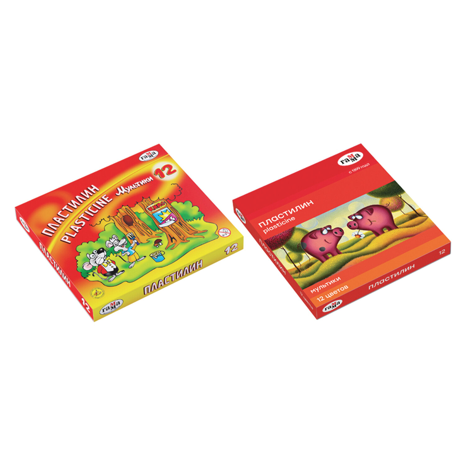 Пластилин классический ГАММА "Мультики", 12 цв., 240г, со стеком, картонная упаковка, 280018/281018 100337  