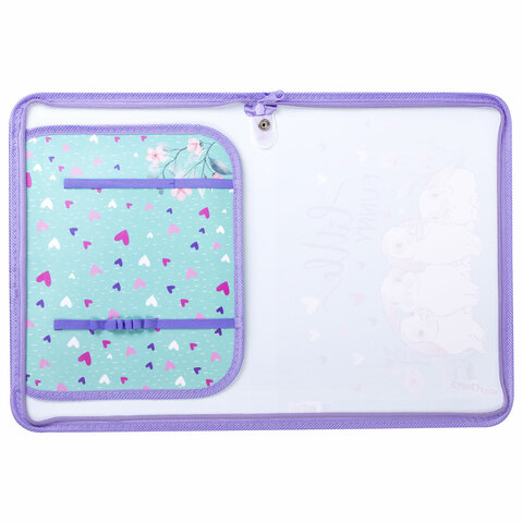 Папка для труда на молнии ЮНЛАНДИЯ А4, 1 отделение, откидная планка, органайзер, "Little bunny", 270984 - МСК «Форвард»