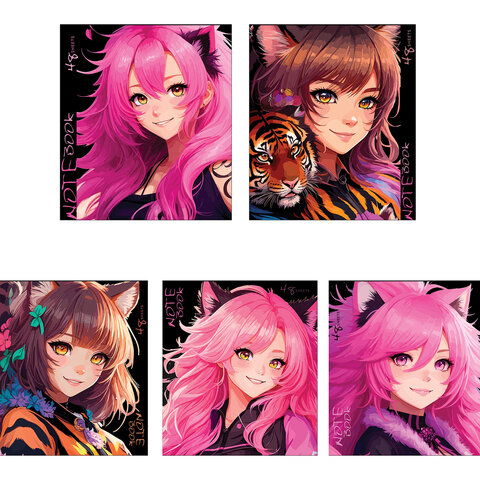 Тетрадь А5 48 л., ПЗБМ, скоба, клетка, выборочный TWIN-лак, "Пинк Аниме" (5 видов), 24970 405007