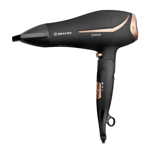 Фен BRAYER BR3000BN, 2200 Вт, 2 скорости, 3 температурных режима, складная ручка, черный 456101