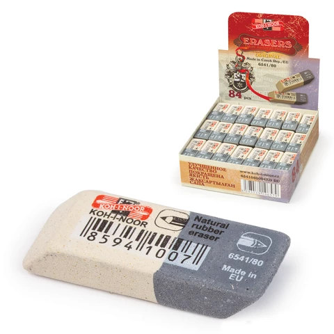 Ластик KOH-I-NOOR 6541/80, 41х14х8мм, бело-серый, прямоугольный, скошенный, натуральный каучук 65410 225395