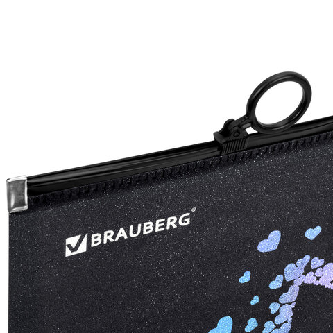 Папка для тетрадей BRAUBERG А4, 1 отделение, пластик, на zip-lock молнии, "Pretty face", 273319 - МСК «Форвард»