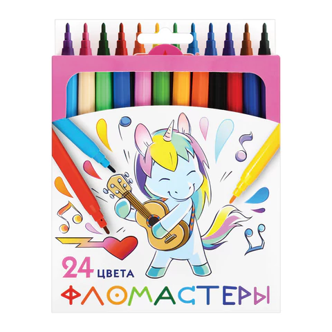 Фломастеры ПИФАГОР "ЕДИНОРОГ", 24 цвета, вентилируемый колпачок, 152450 - МСК «Форвард»