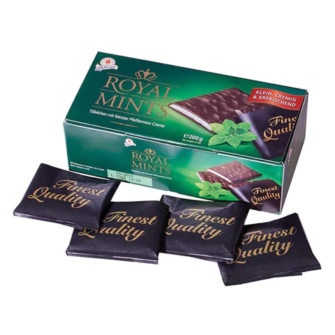 Шоколад порционный HALLOREN "Royal Mints" с мятной начинкой, 200 г, картонная коробка, 40659 622694