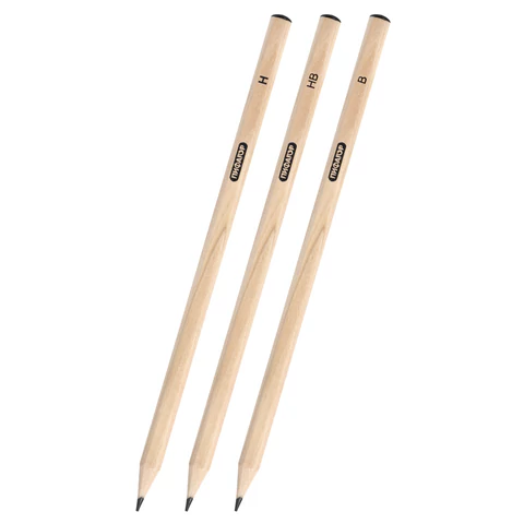 Карандаши чернографитные чертежные школьные разной твердости, НАБОР 3 штуки: Н, НВ, B, ПИФАГОР, 181998 - МСК «Форвард»