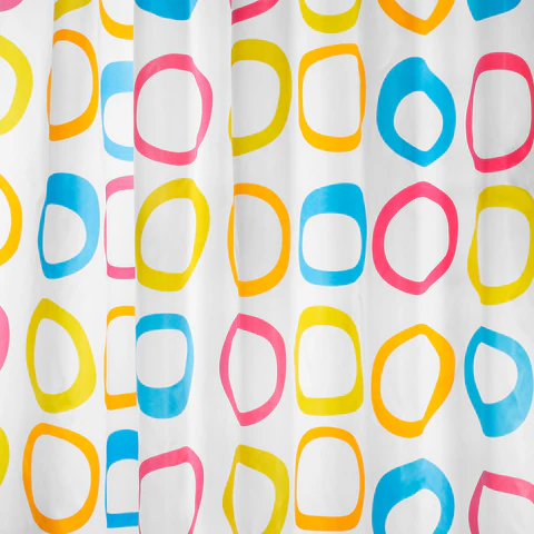 Шторка для ванной ПОЛИЭСТЕР, 180х200 см, кольца в комплекте, КРУГИ, PRIMILA (ПРИМИЛА), 700086 - МСК «Форвард»