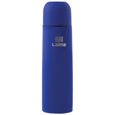 Термос LAIMA классический с узким горлом, 0,5л, нержавеющая сталь, синий, 605122